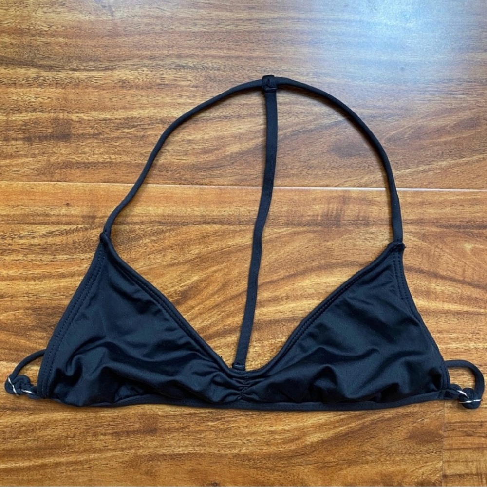 Pura Vida Black Triangle T Strap Bikini Swim Top Size XS Vacation Streetwear